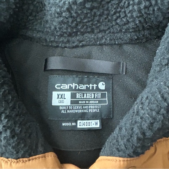 Carhartt Black Sherpa Hoodie with Brown Exterior - Picture 2 of 11